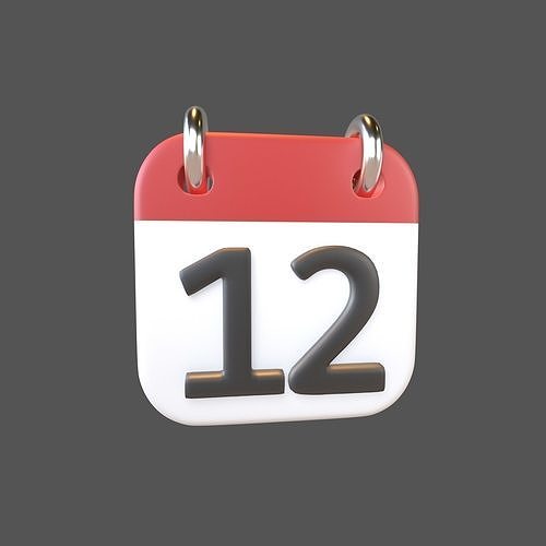 Calendar Icon 12 v1 001 Low-poly 3D model