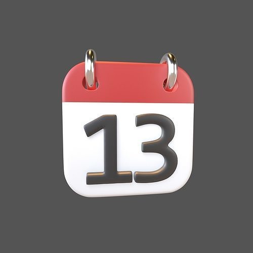 Calendar Icon 13 v1 001 Low-poly 3D model