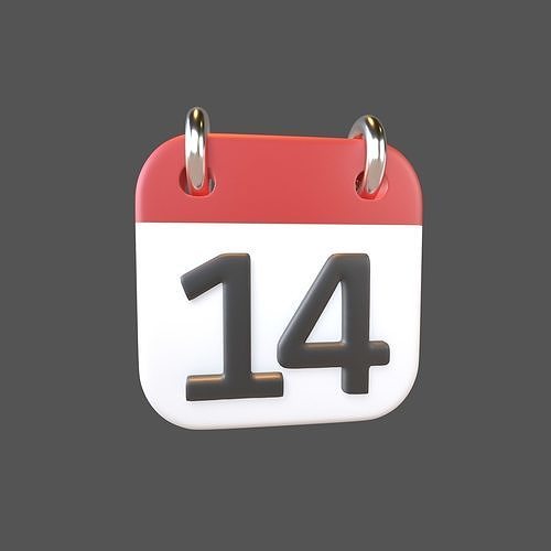 Calendar Icon 14 v1 001 Low-poly 3D model