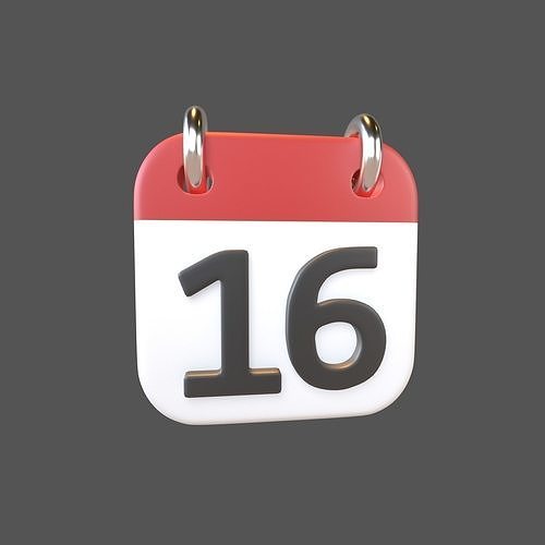 Calendar Icon 16 v1 001 Low-poly 3D model