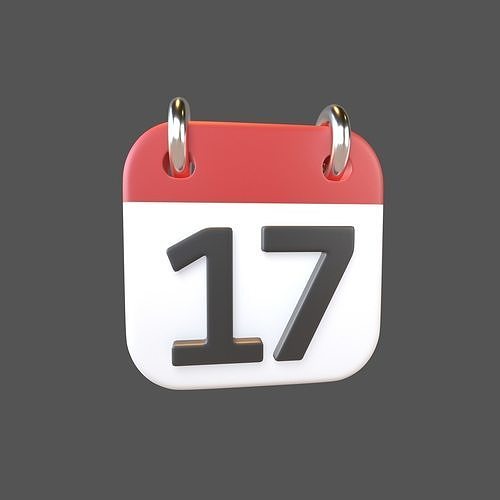 Calendar Icon 17 v1 001 Low-poly 3D model