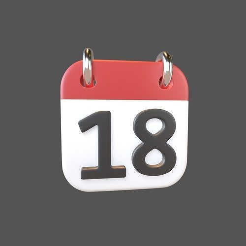 Calendar Icon 18 v1 001 Low-poly 3D model