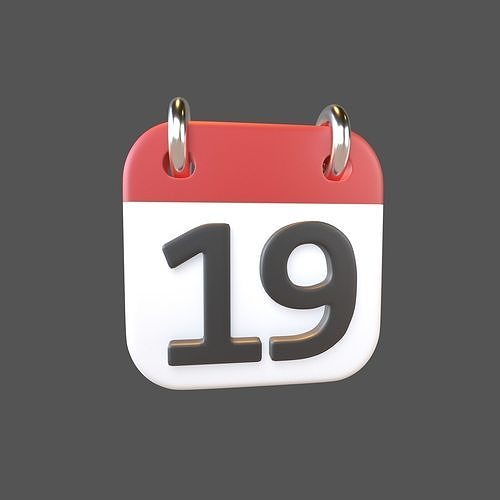 Calendar Icon 19 v1 001 Low-poly 3D model