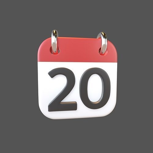 Calendar Icon 20 v1 001 Low-poly 3D model