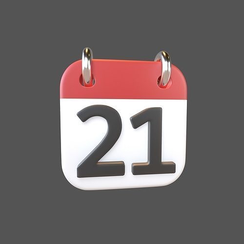 Calendar Icon 21 v1 001 Low-poly 3D model