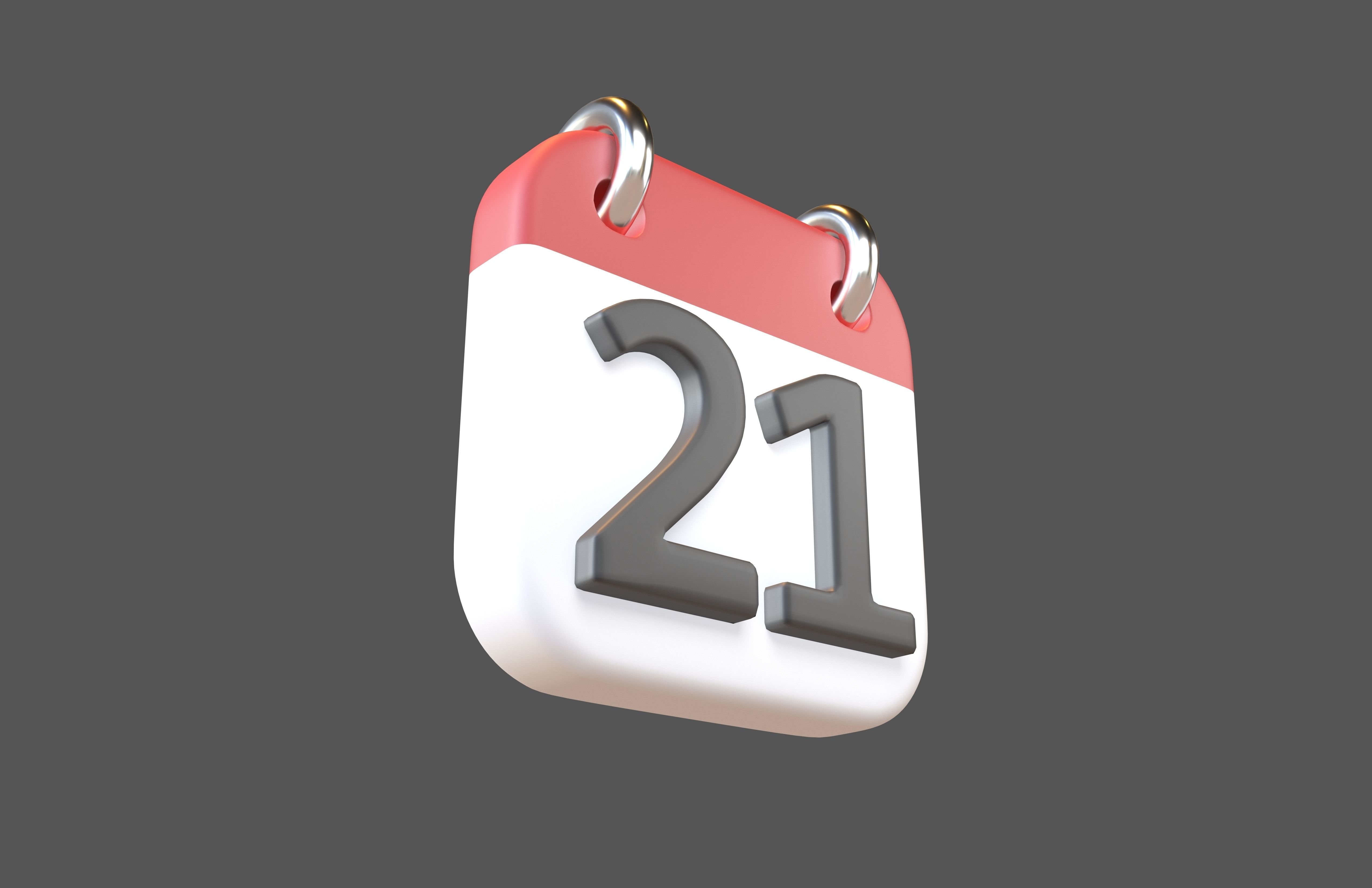 Calendar Icon 21 v1 001 Low-poly 3D model_2