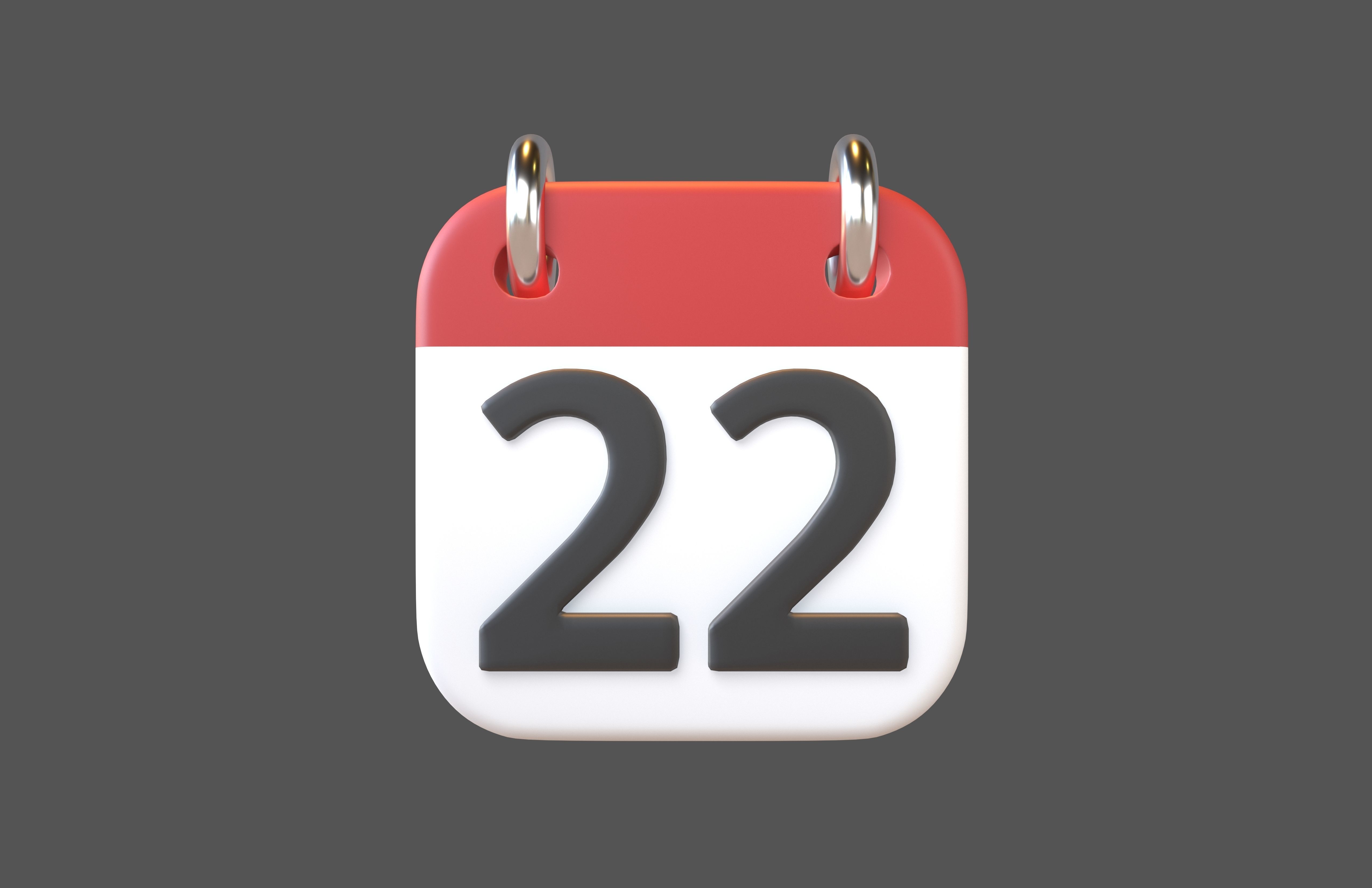 Calendar Icon 22 v1 001 Low-poly 3D model_3