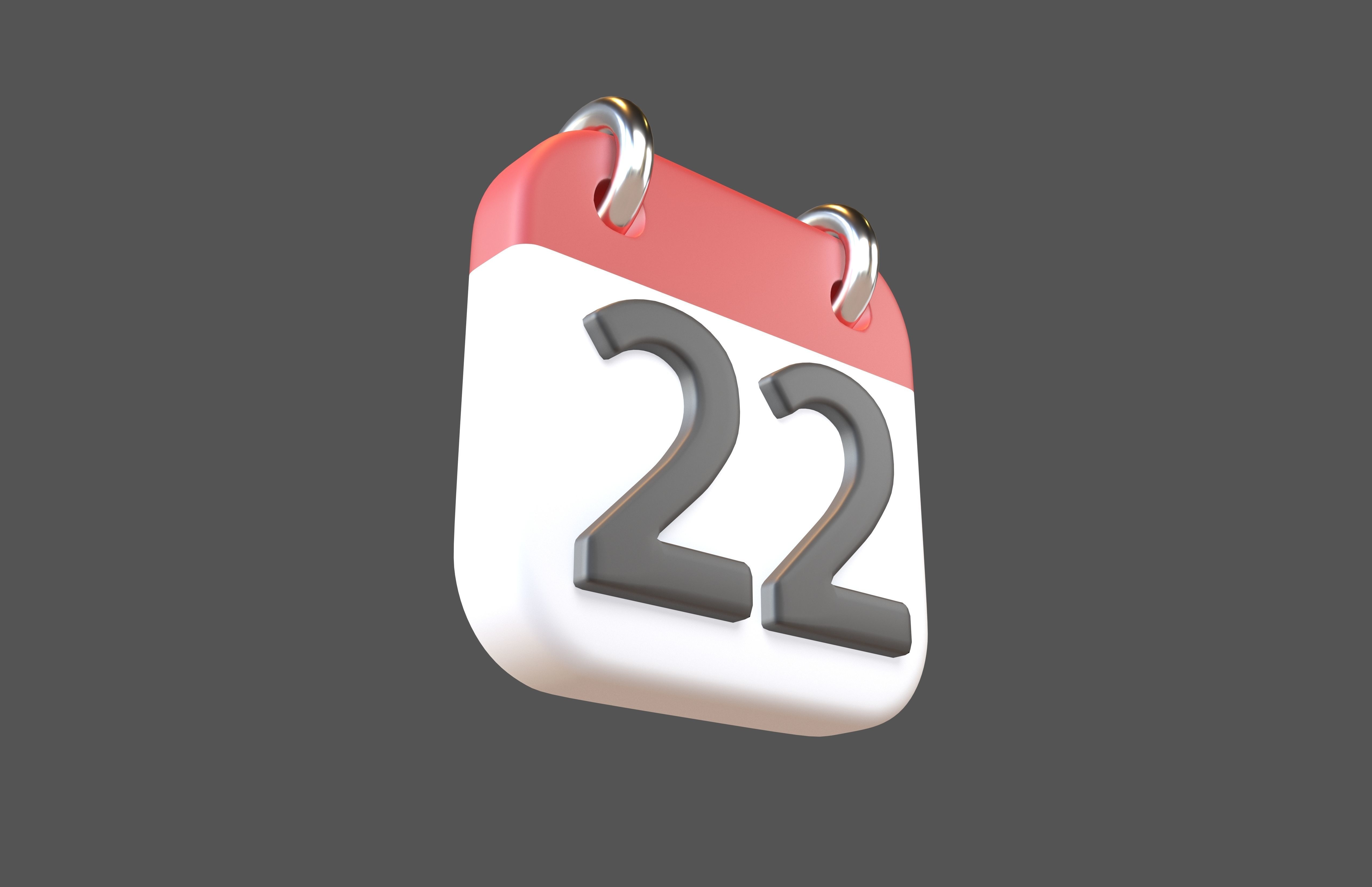 Calendar Icon 22 v1 001 Low-poly 3D model_2