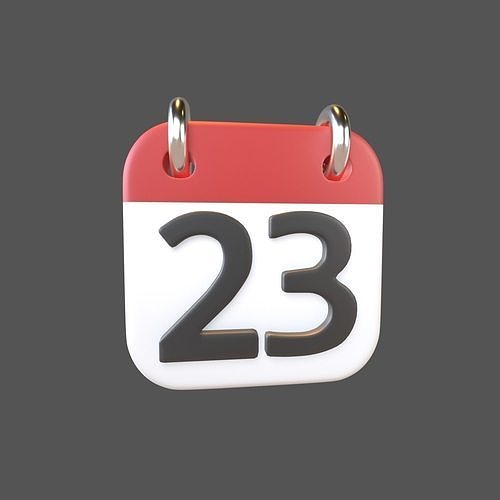 Calendar Icon 23 v1 001 Low-poly 3D model
