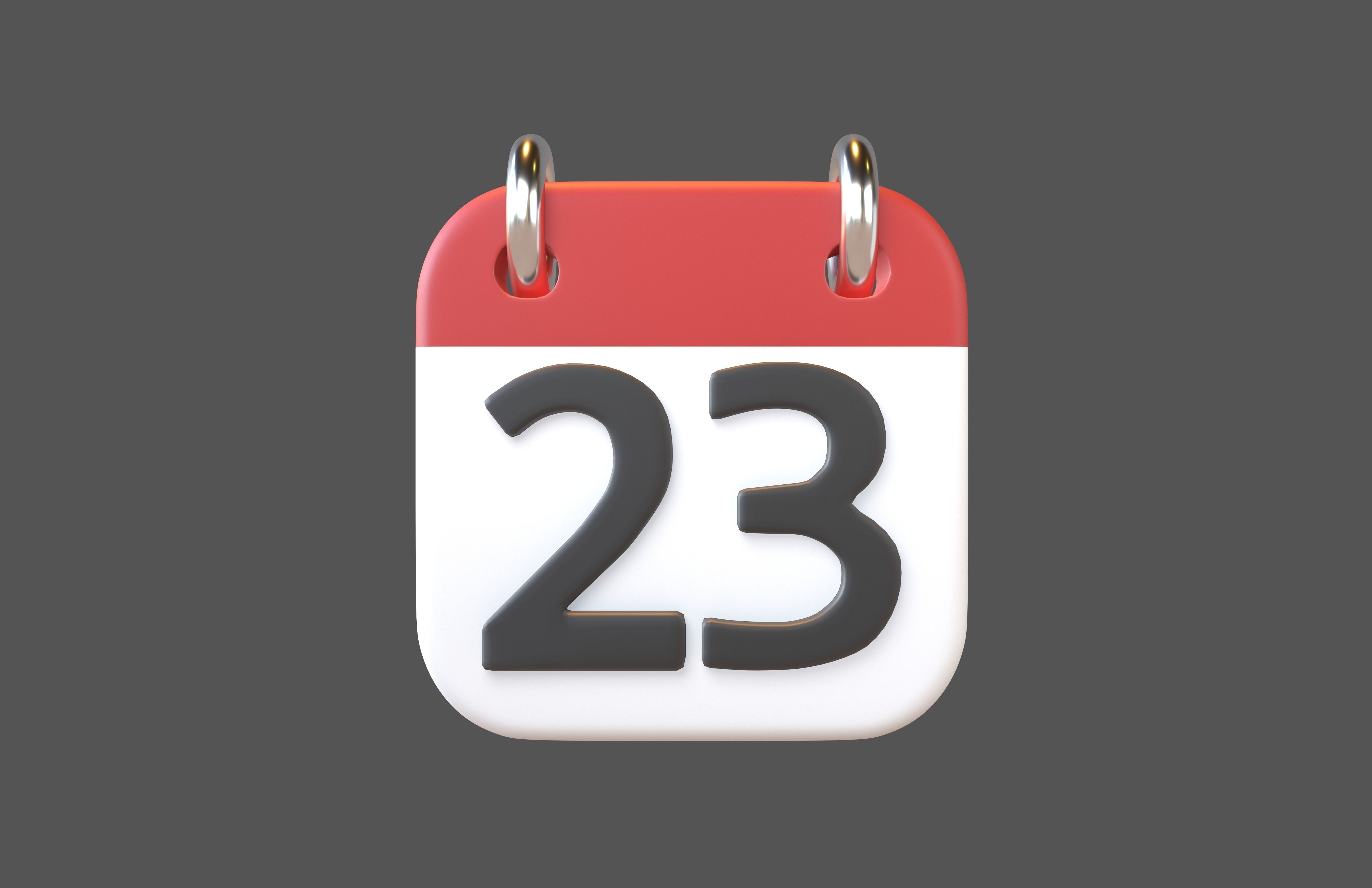 Calendar Icon 23 v1 001 Low-poly 3D model_1