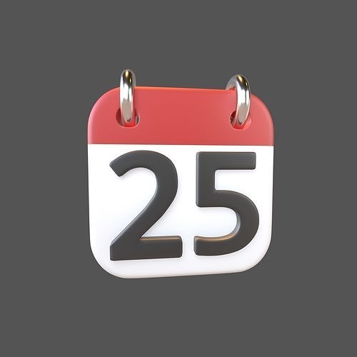 Calendar Icon 25 v1 001 Low-poly 3D model