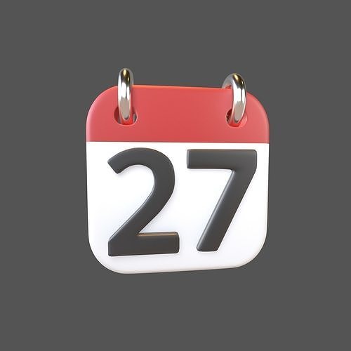 Calendar Icon 27 v1 001 Low-poly 3D model