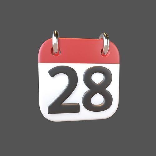 Calendar Icon 28 v1 001 Low-poly 3D model