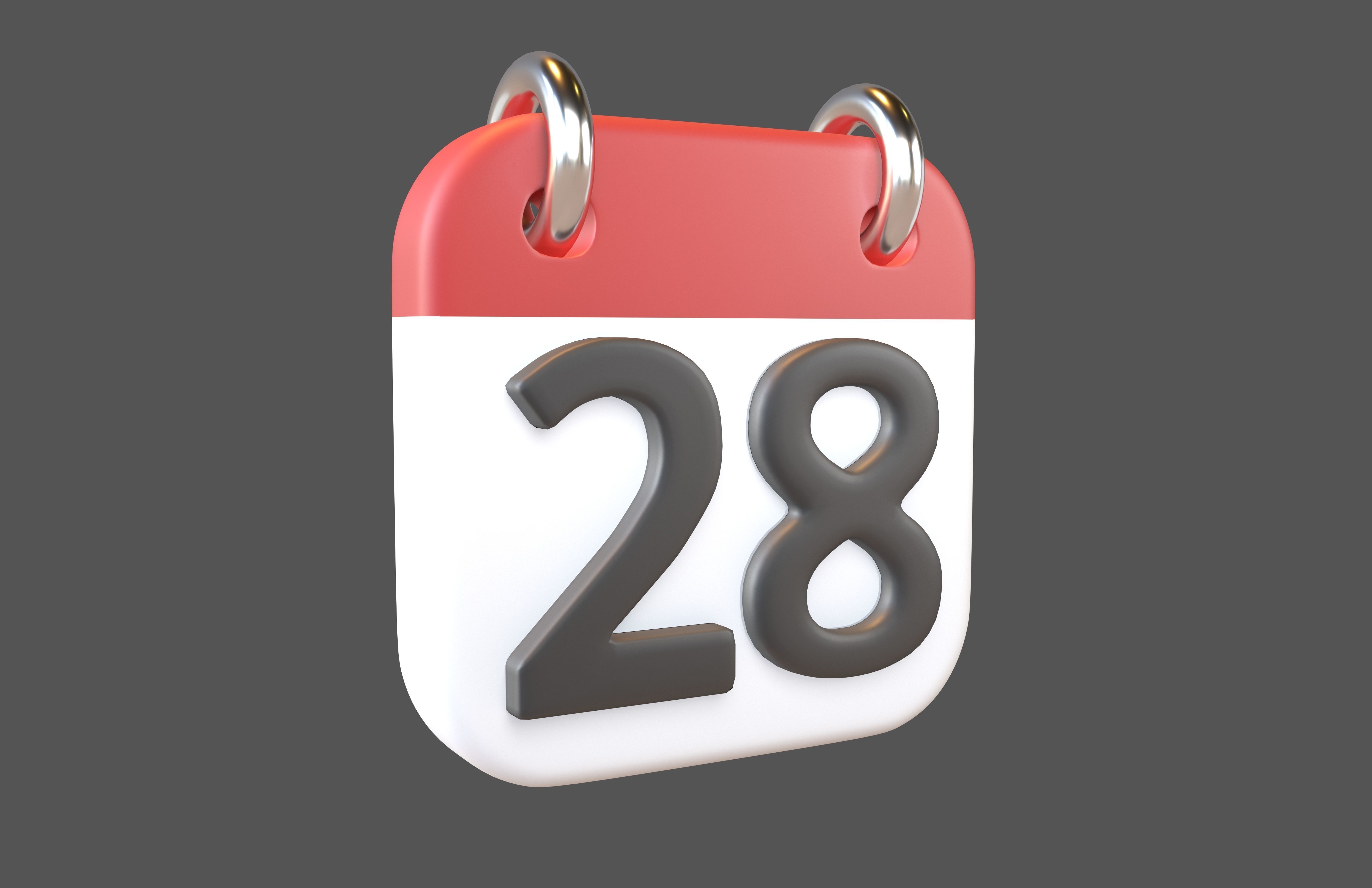 Calendar Icon 28 v1 001 Low-poly 3D model_1