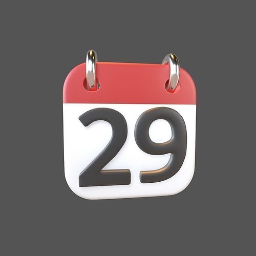 Calendar Icon 29 v1 001 Low-poly 3D model