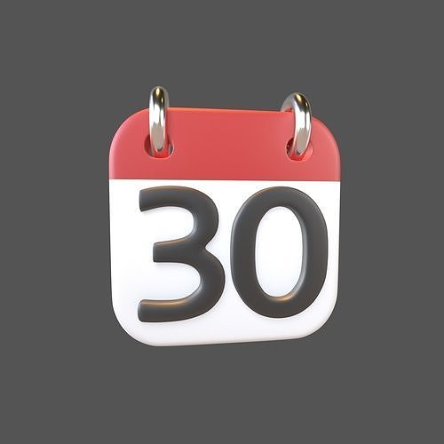 Calendar Icon 30 v1 001 Low-poly 3D model