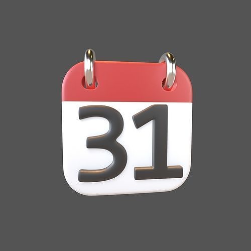 Calendar Icon 31 v1 001 Low-poly 3D model