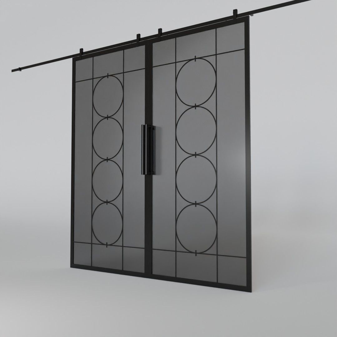 Decorative slide glass doors 3D model_3