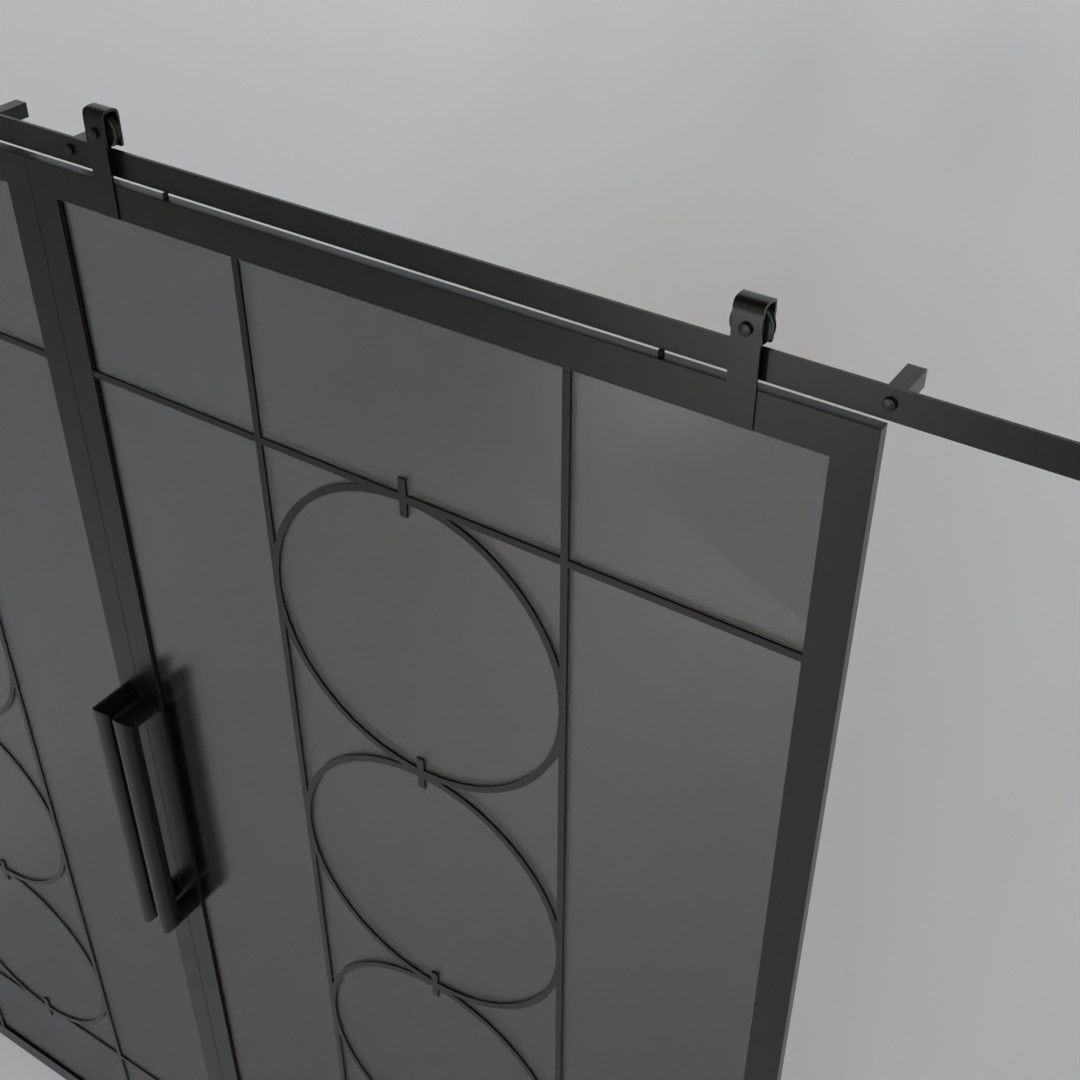 Decorative slide glass doors 3D model_1