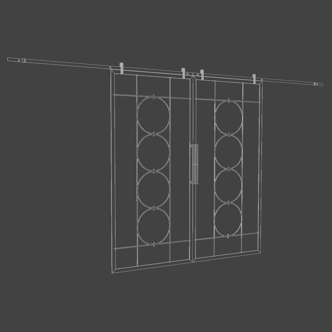 Decorative slide glass doors 3D model_4