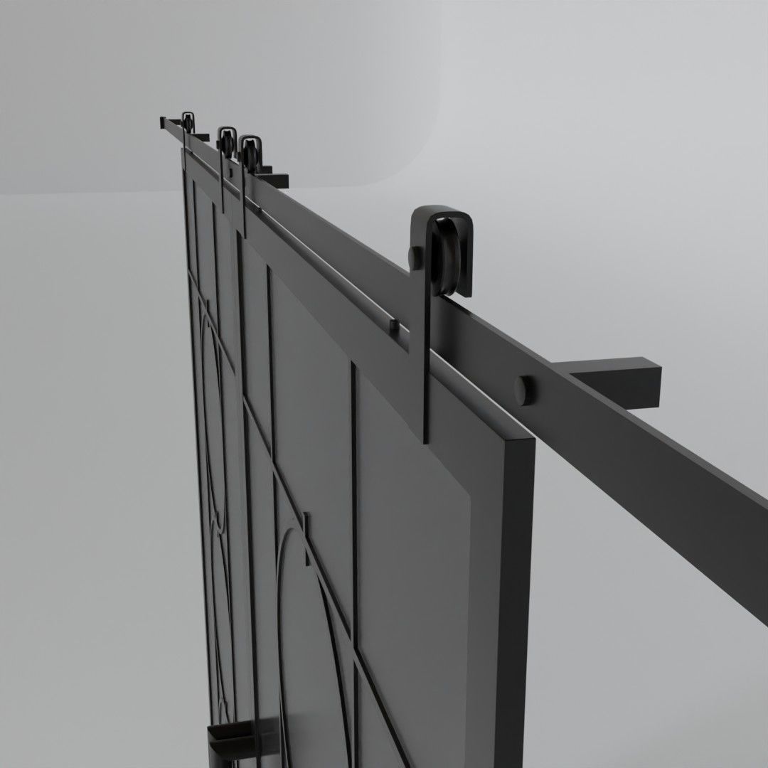 Decorative slide glass doors 3D model_2