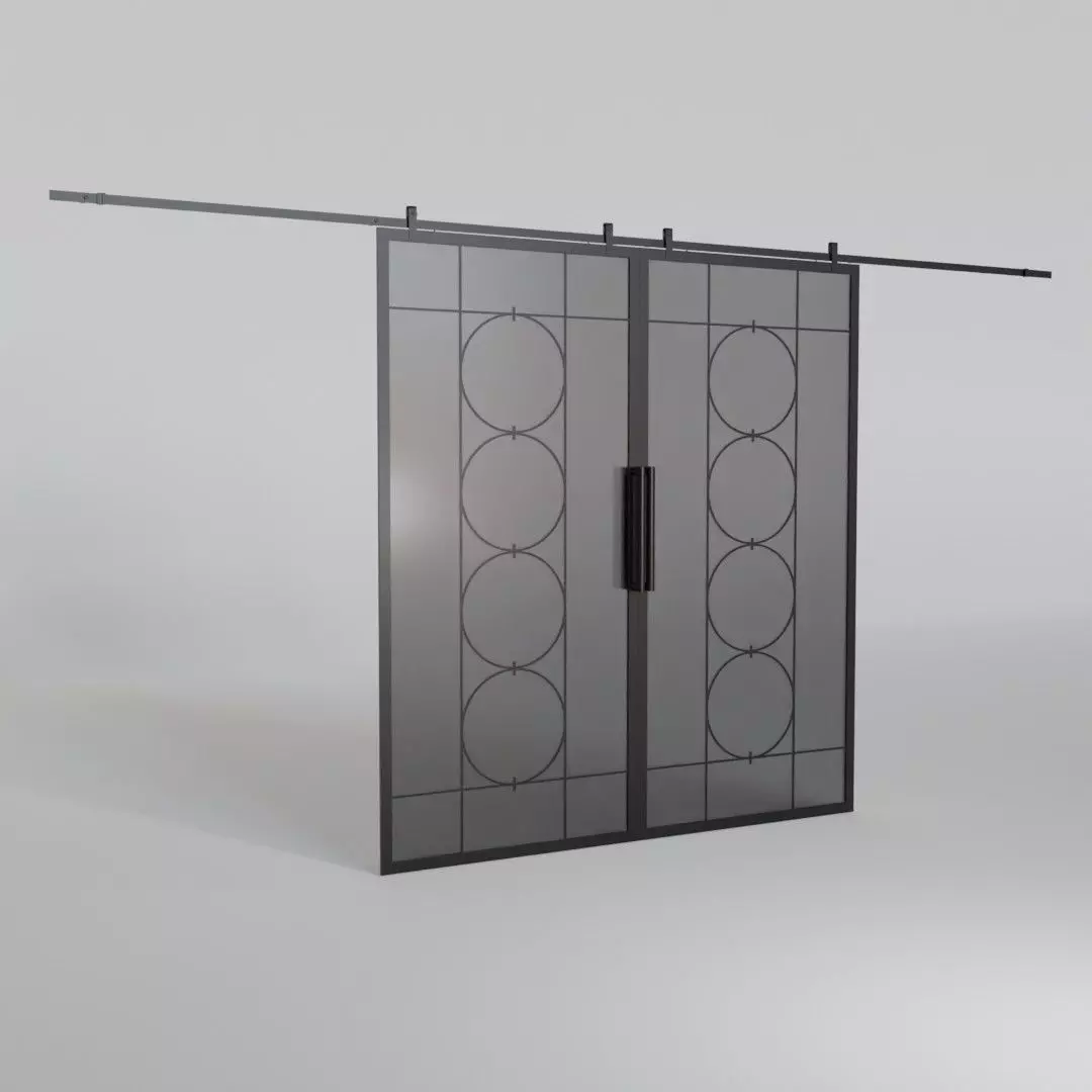 Decorative slide glass doors 3D model_0