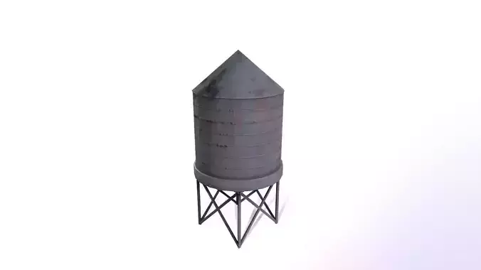 Lowpoly Roof Water Tower Tank in New York City Style