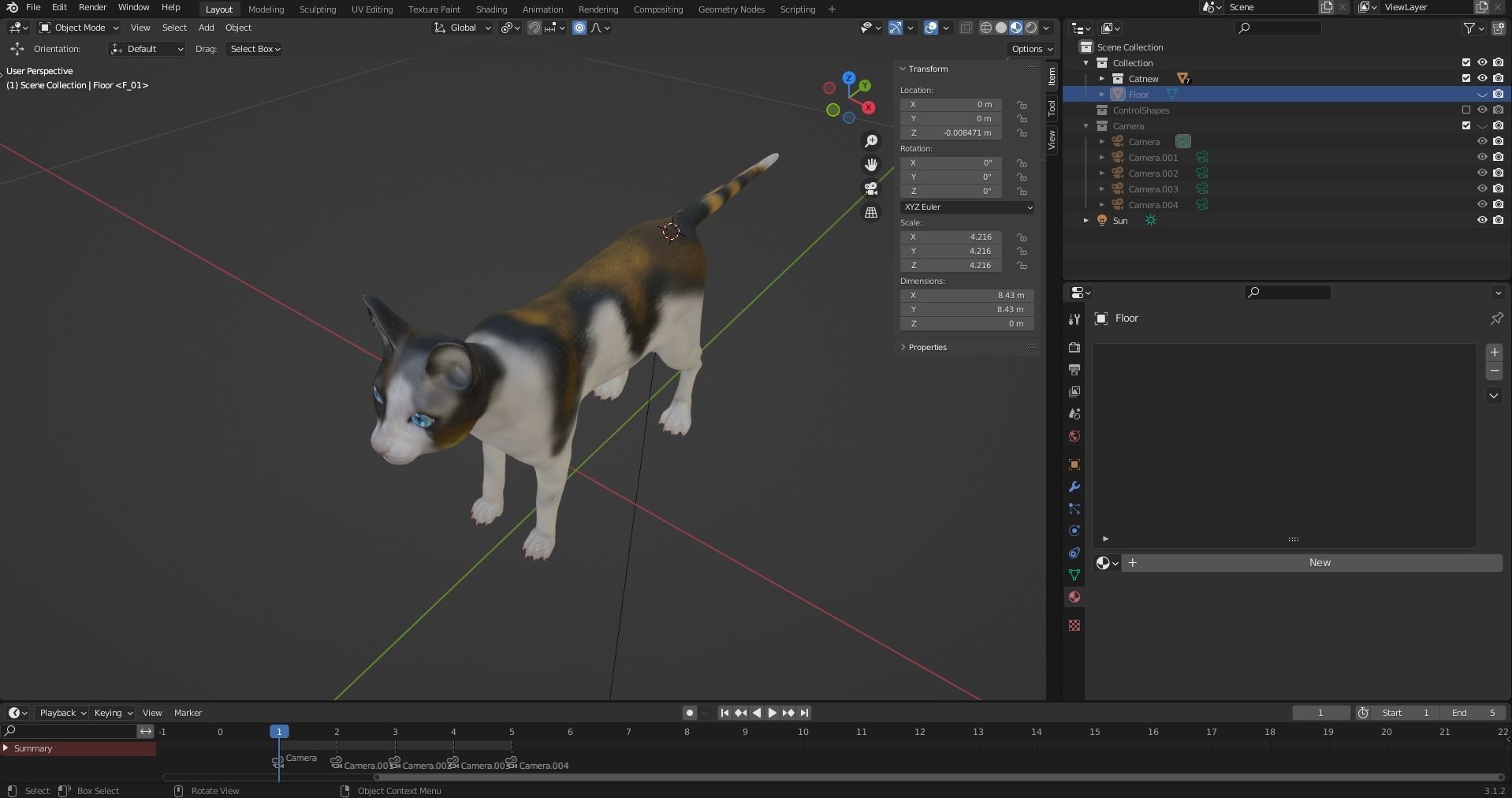Fur Calico Cat Rigged 01 Low-poly 3D model_13