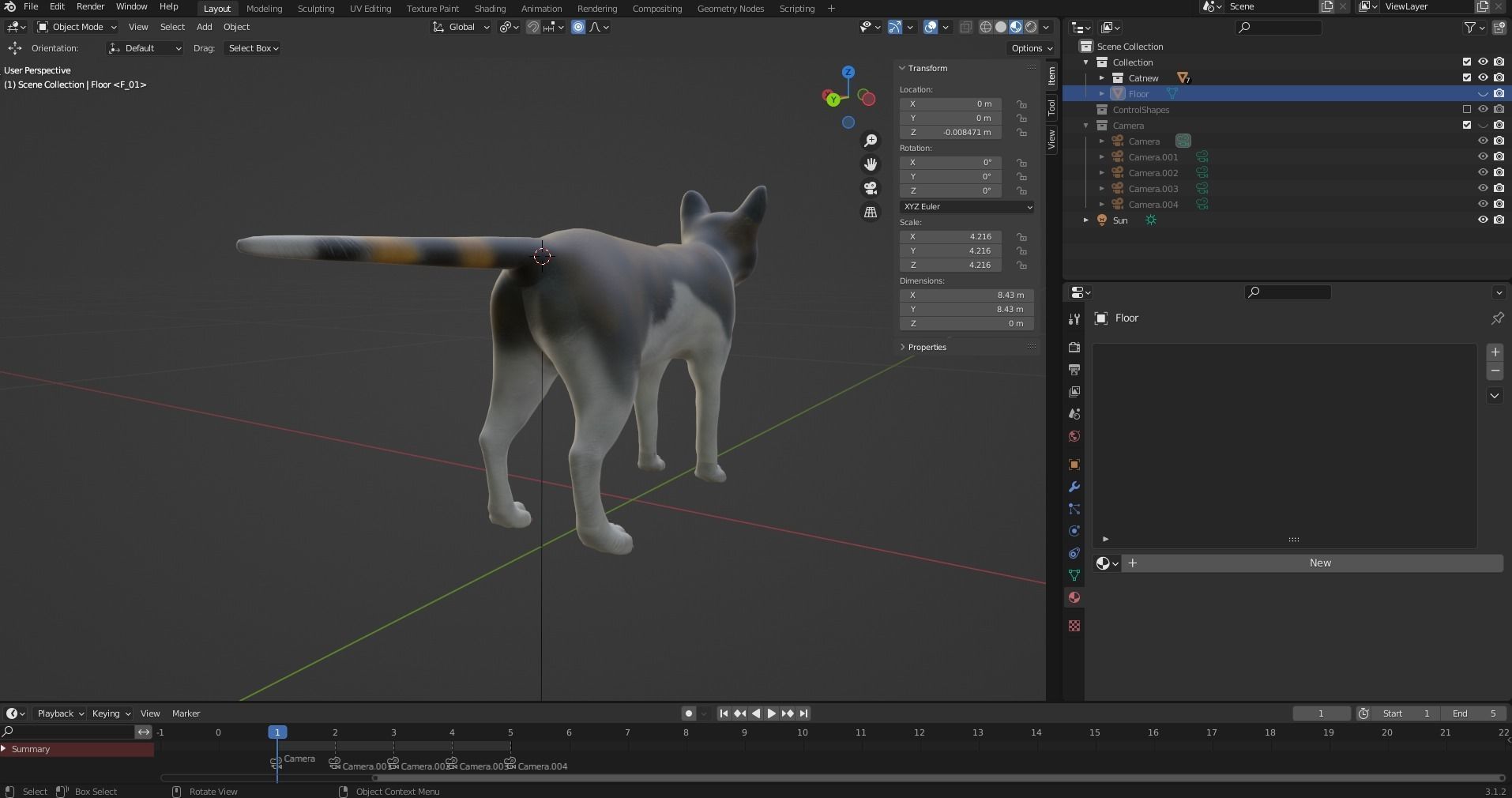 Fur Calico Cat Rigged 01 Low-poly 3D model_14