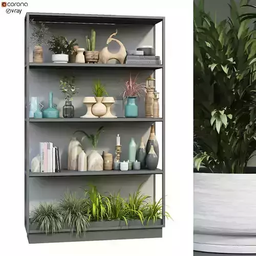 Interior vertical green partition set 249 3D model