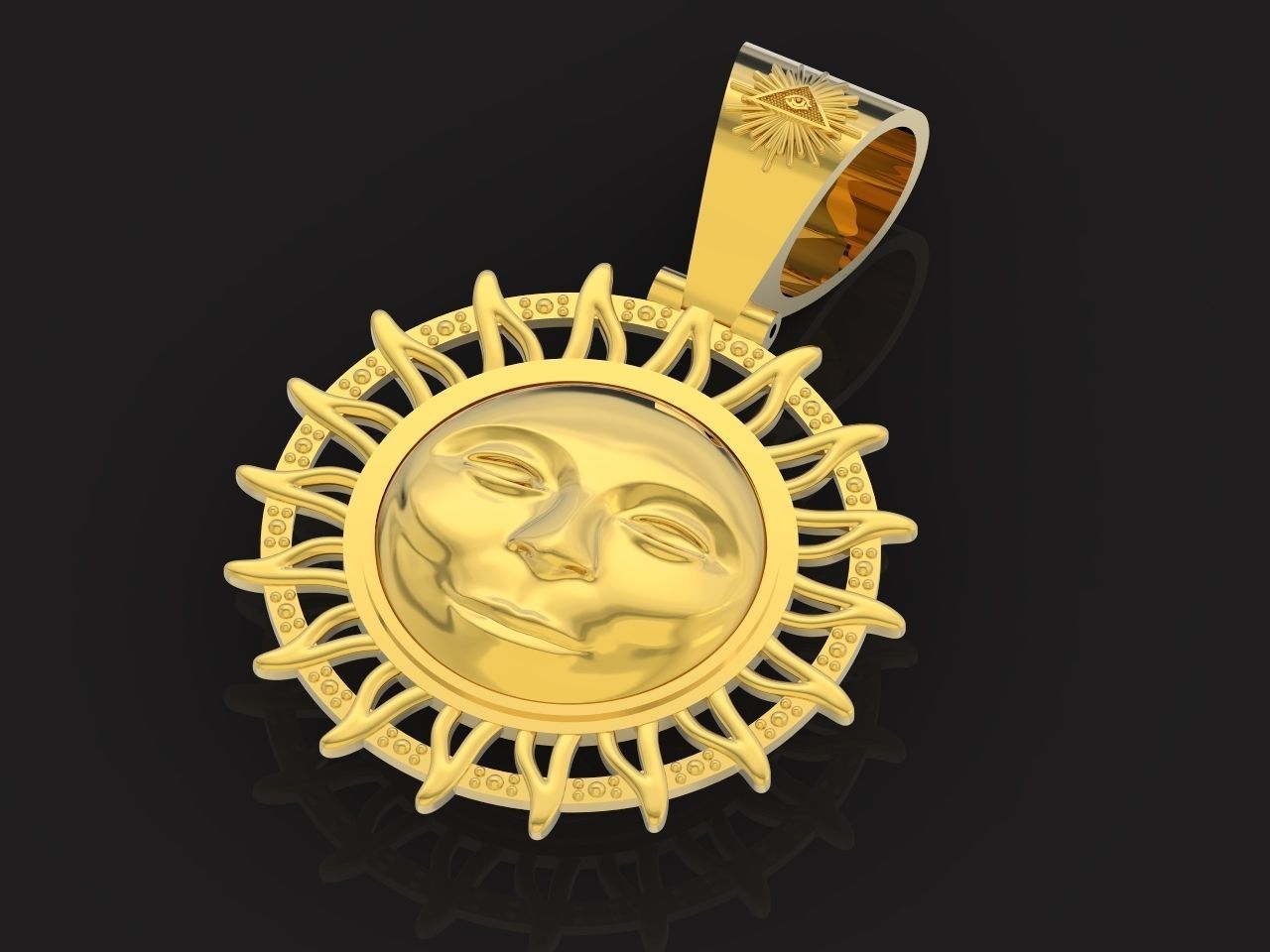  sun pendant all-seeing eye of the sun 3D print model_15