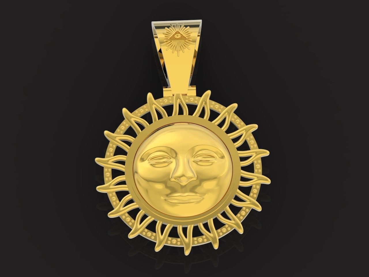  sun pendant all-seeing eye of the sun 3D print model_9