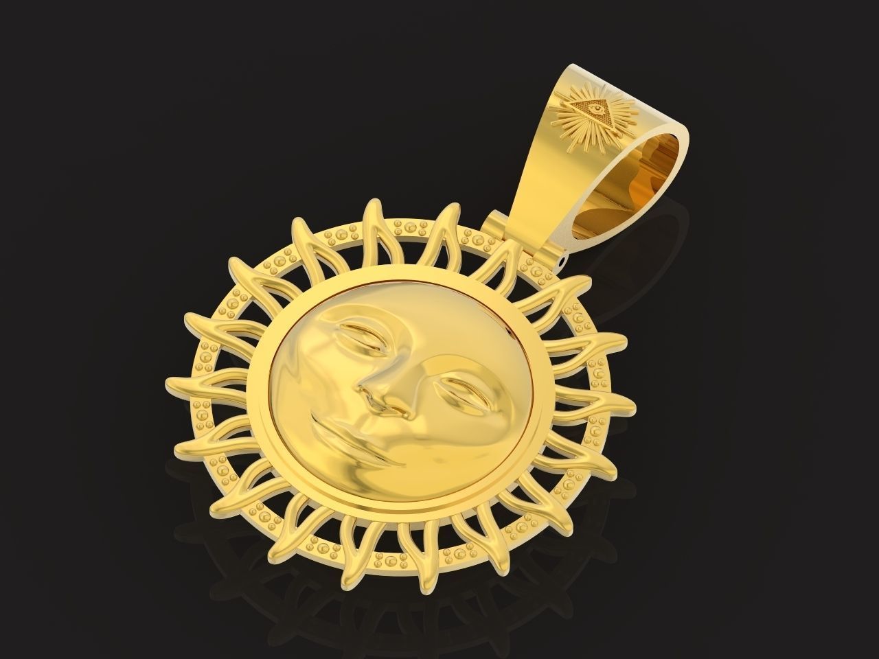  sun pendant all-seeing eye of the sun 3D print model_20