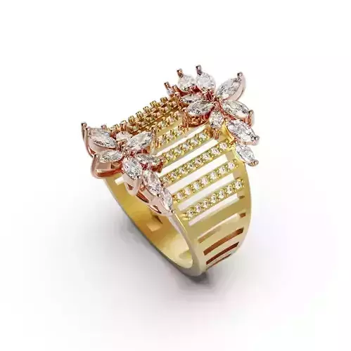 Diamond Ring 2 Line Marquise