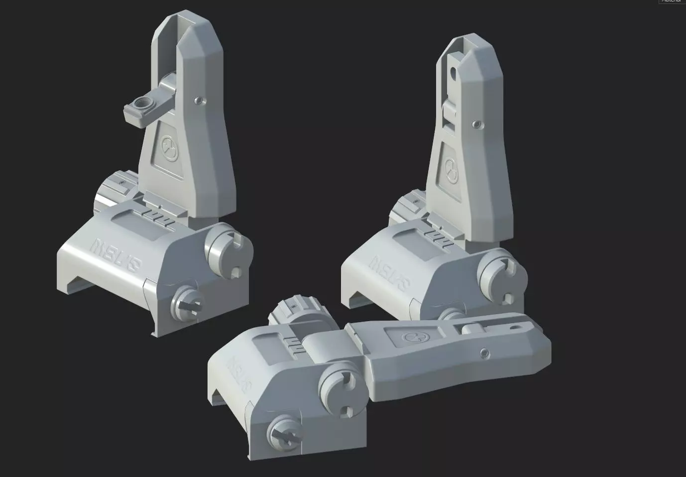 Magpul MBUS pro aim Low-poly 3D model_0