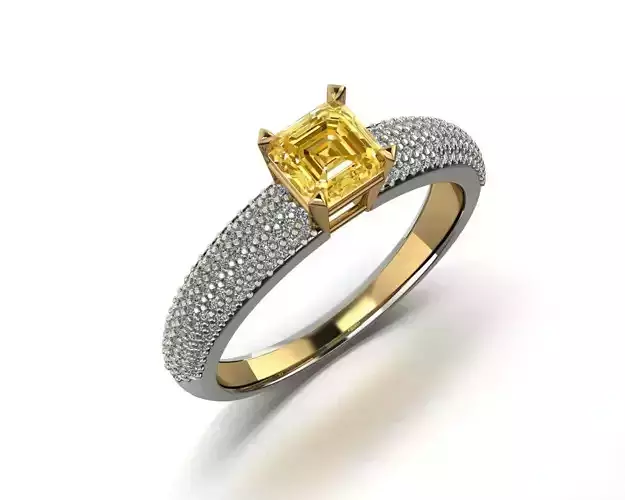 Solitary ring with micro pave