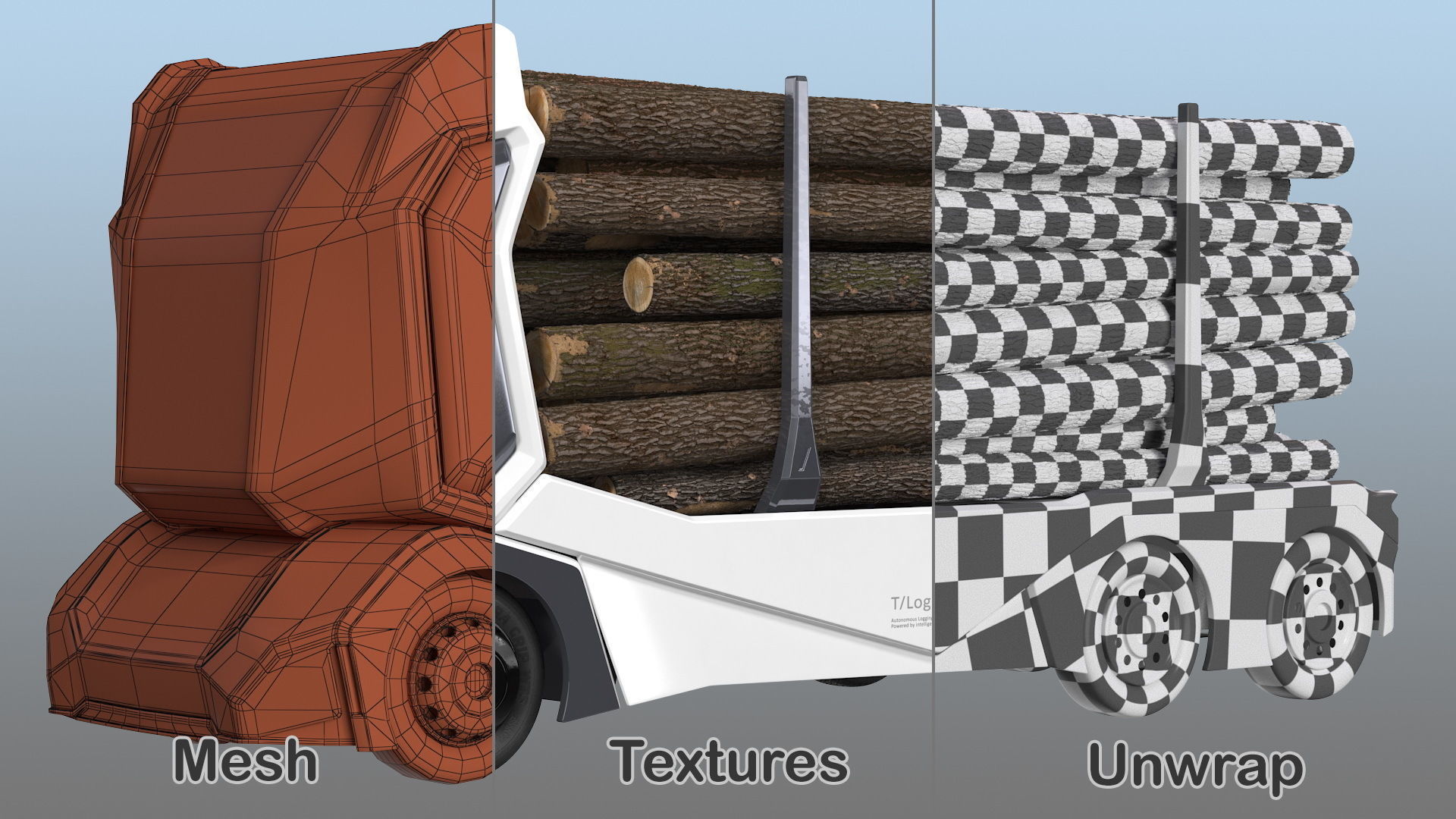 Einride Electric Autonomous Logging Truck Rigged 3D model_21