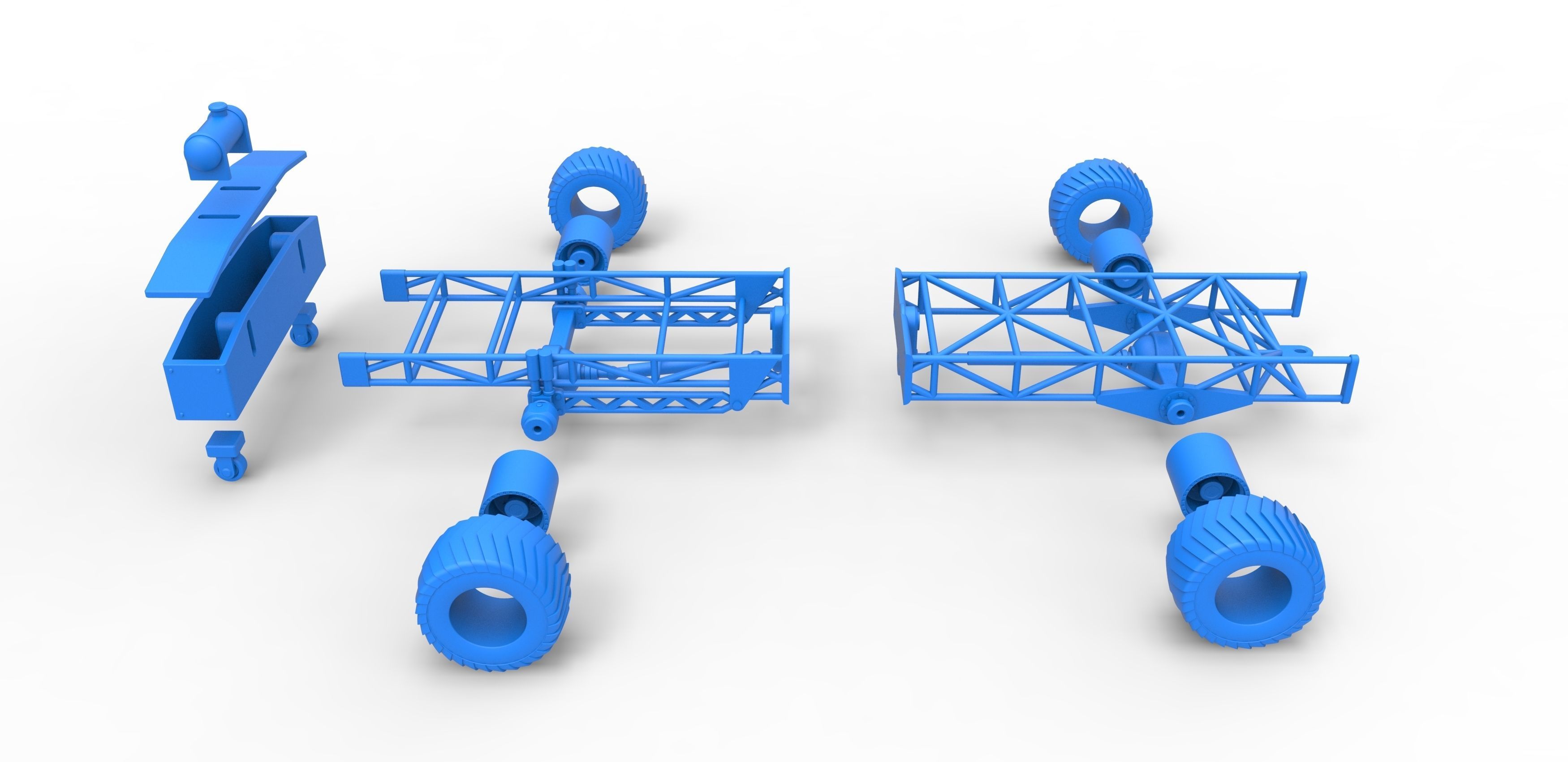 Chassis of 4wd pulling truck Scale 1 to 25 3D print model_30
