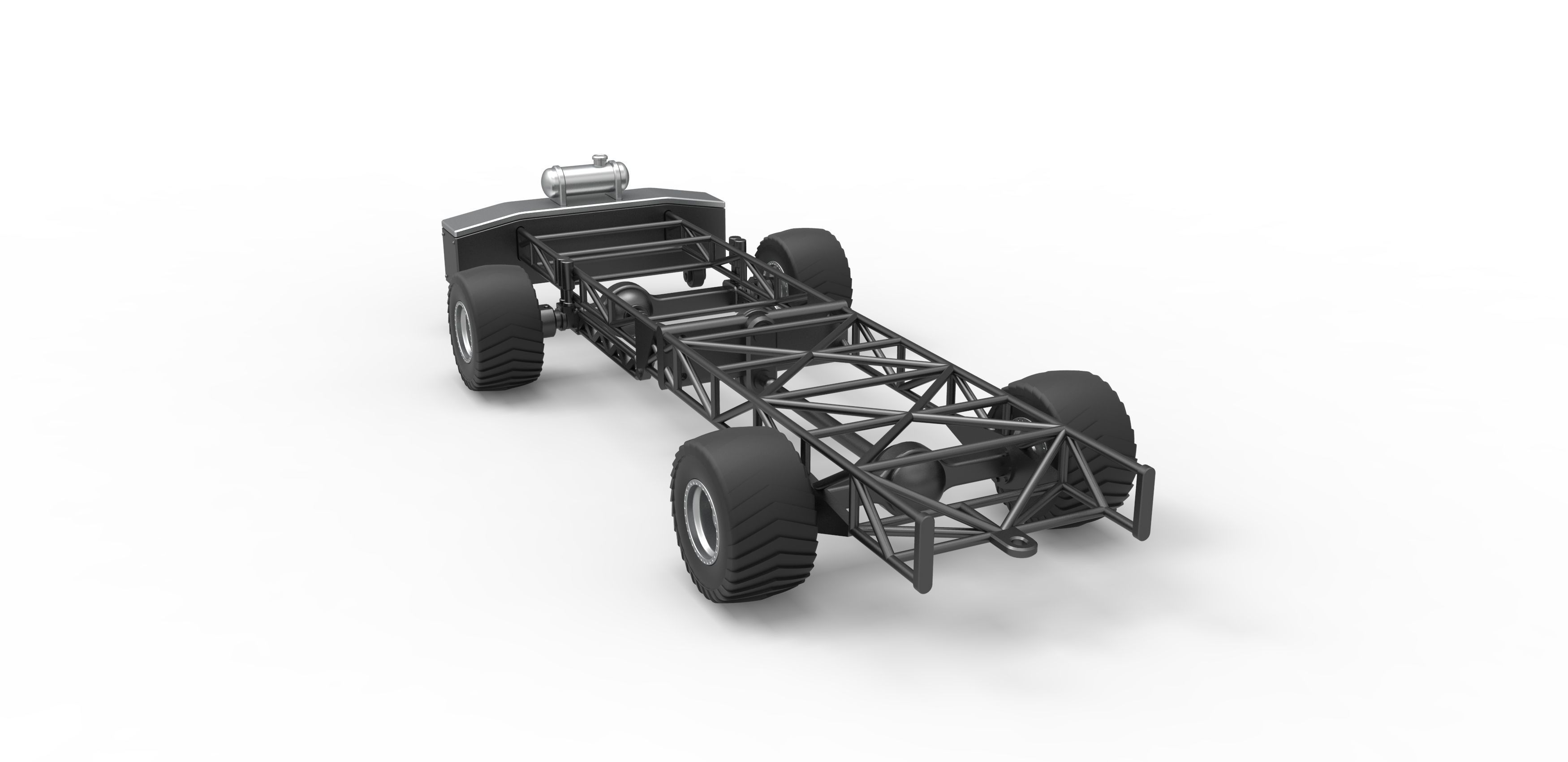 Chassis of 4wd pulling truck Scale 1 to 25 3D print model_11
