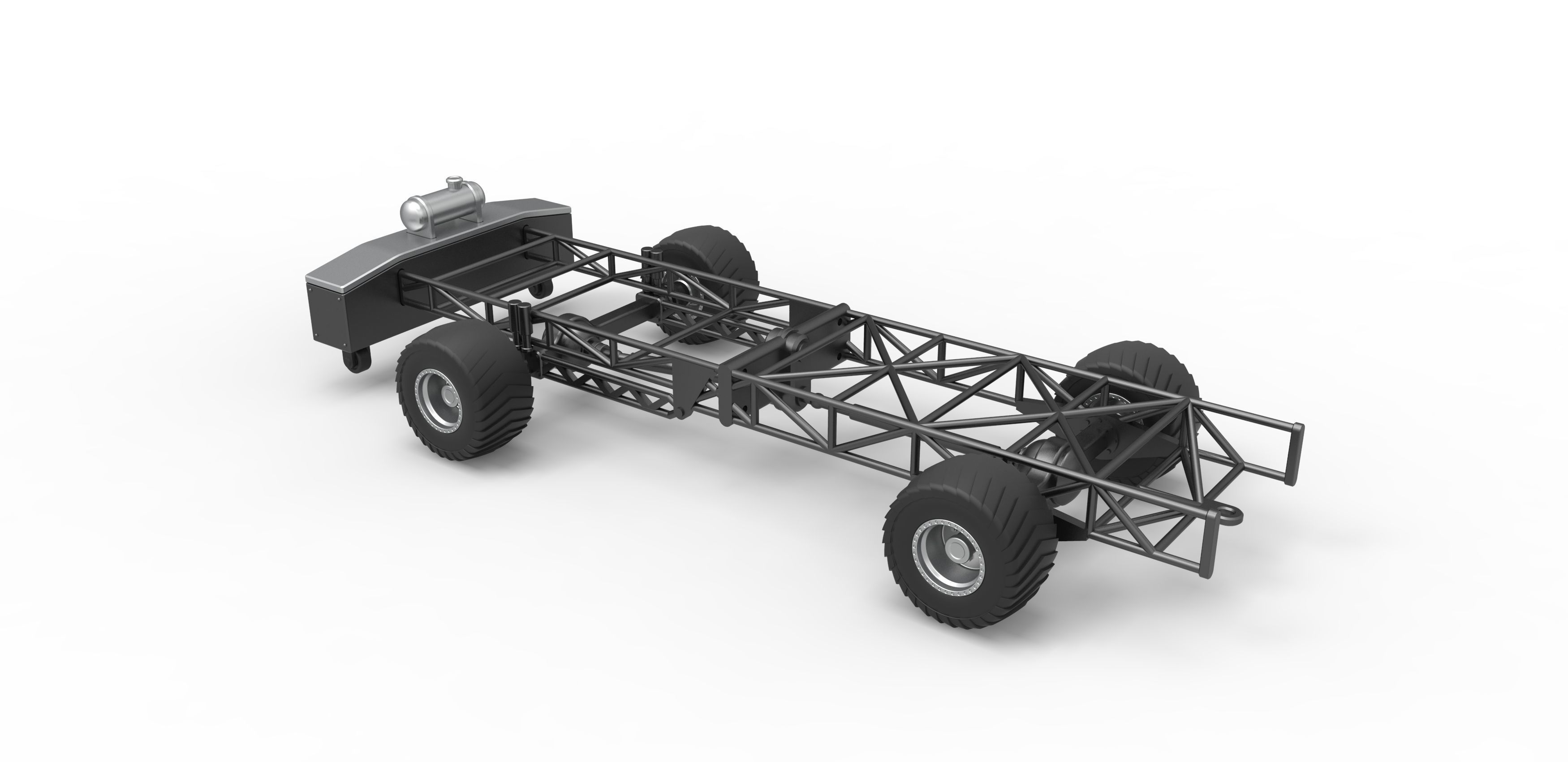 Chassis of 4wd pulling truck Scale 1 to 25 3D print model_10