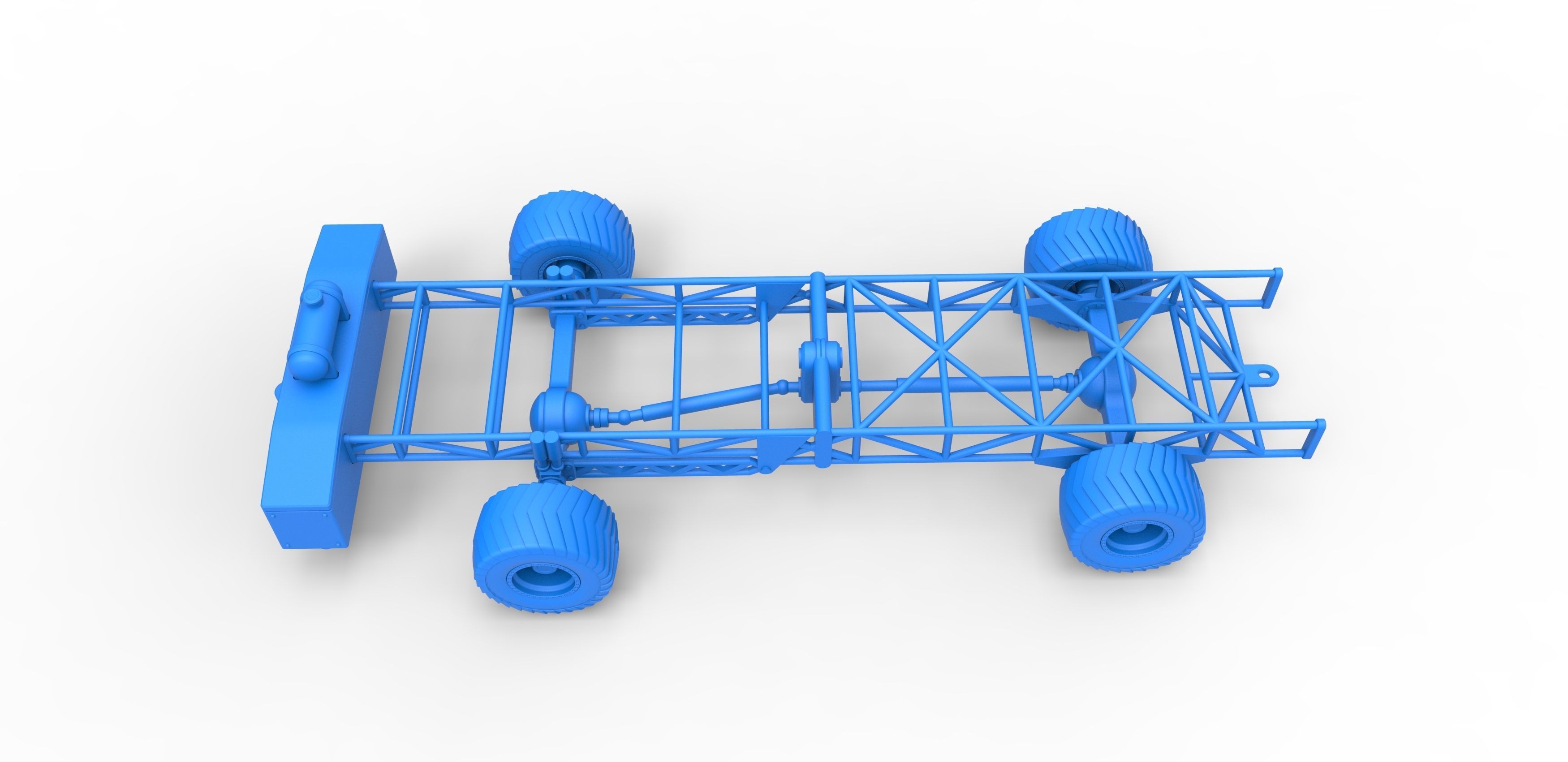 Chassis of 4wd pulling truck Scale 1 to 25 3D print model_21