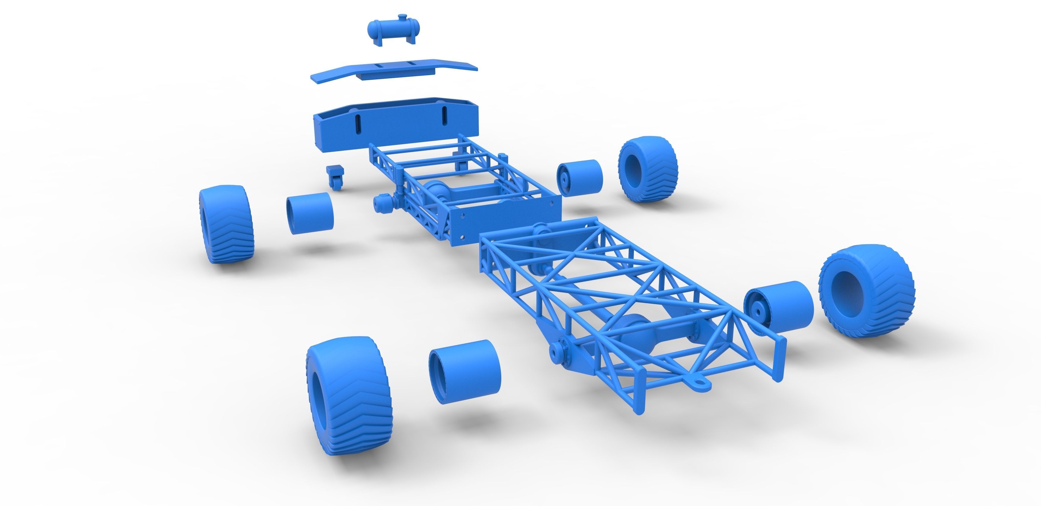 Chassis of 4wd pulling truck Scale 1 to 25 3D print model_32