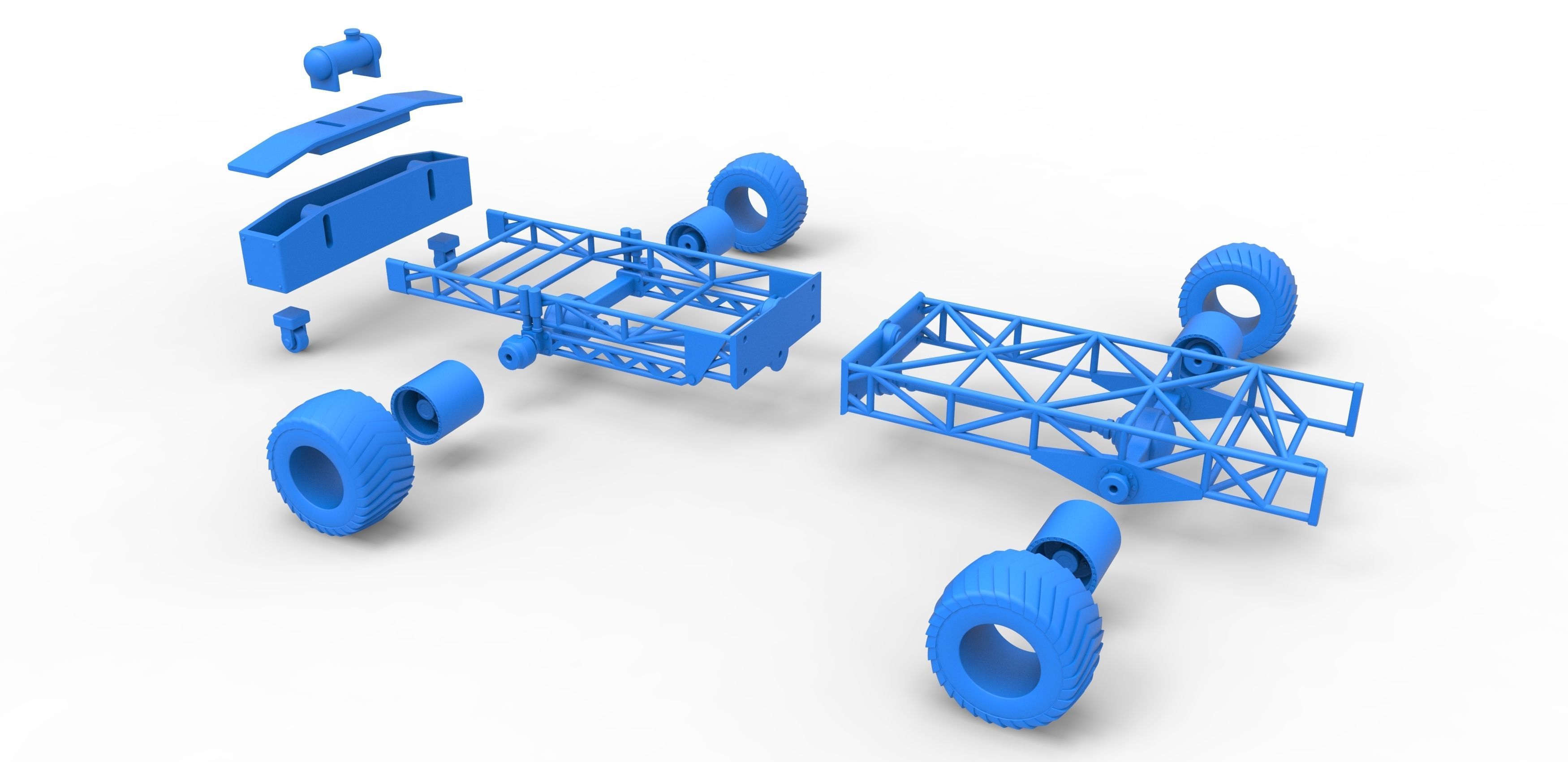 Chassis of 4wd pulling truck Scale 1 to 25 3D print model_31