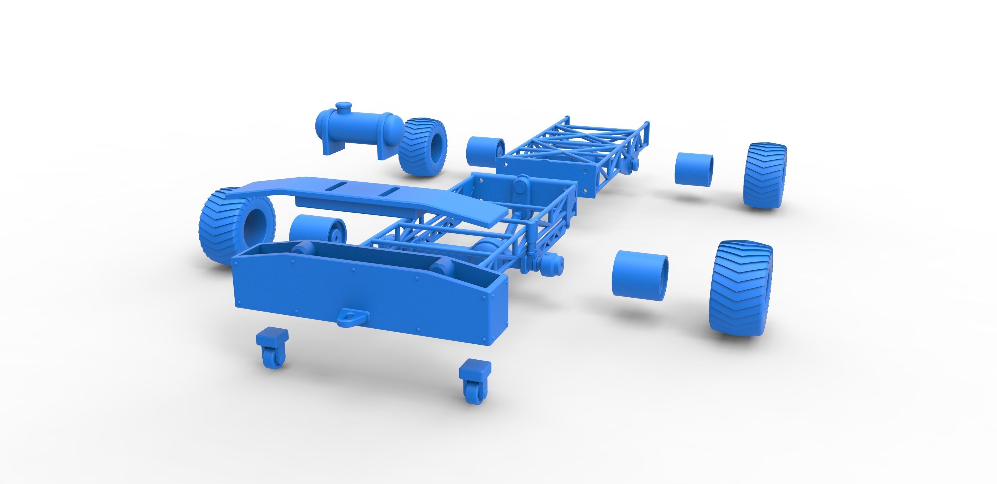 Chassis of 4wd pulling truck Scale 1 to 25 3D print model_29