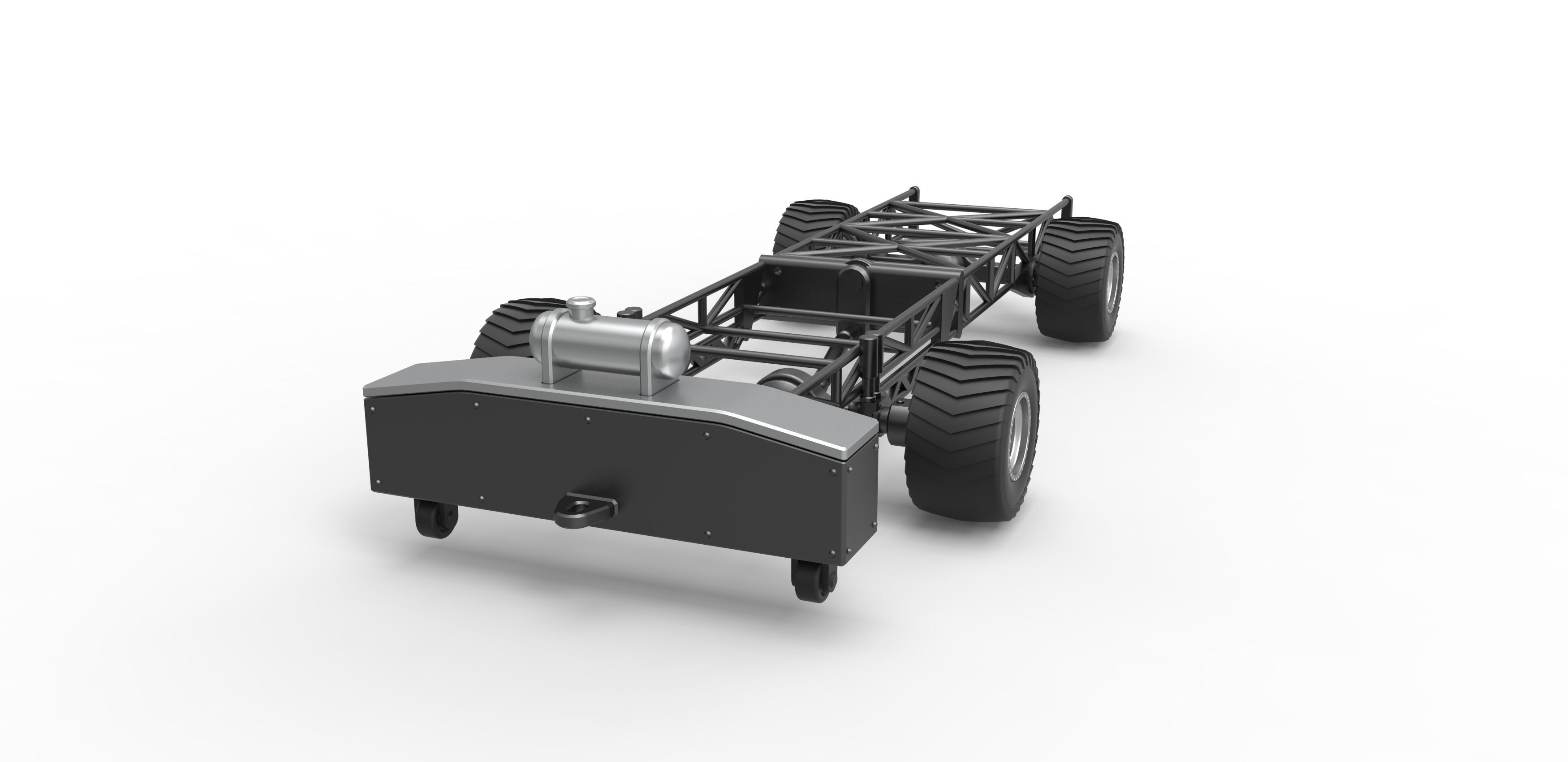 Chassis of 4wd pulling truck Scale 1 to 25 3D print model_3