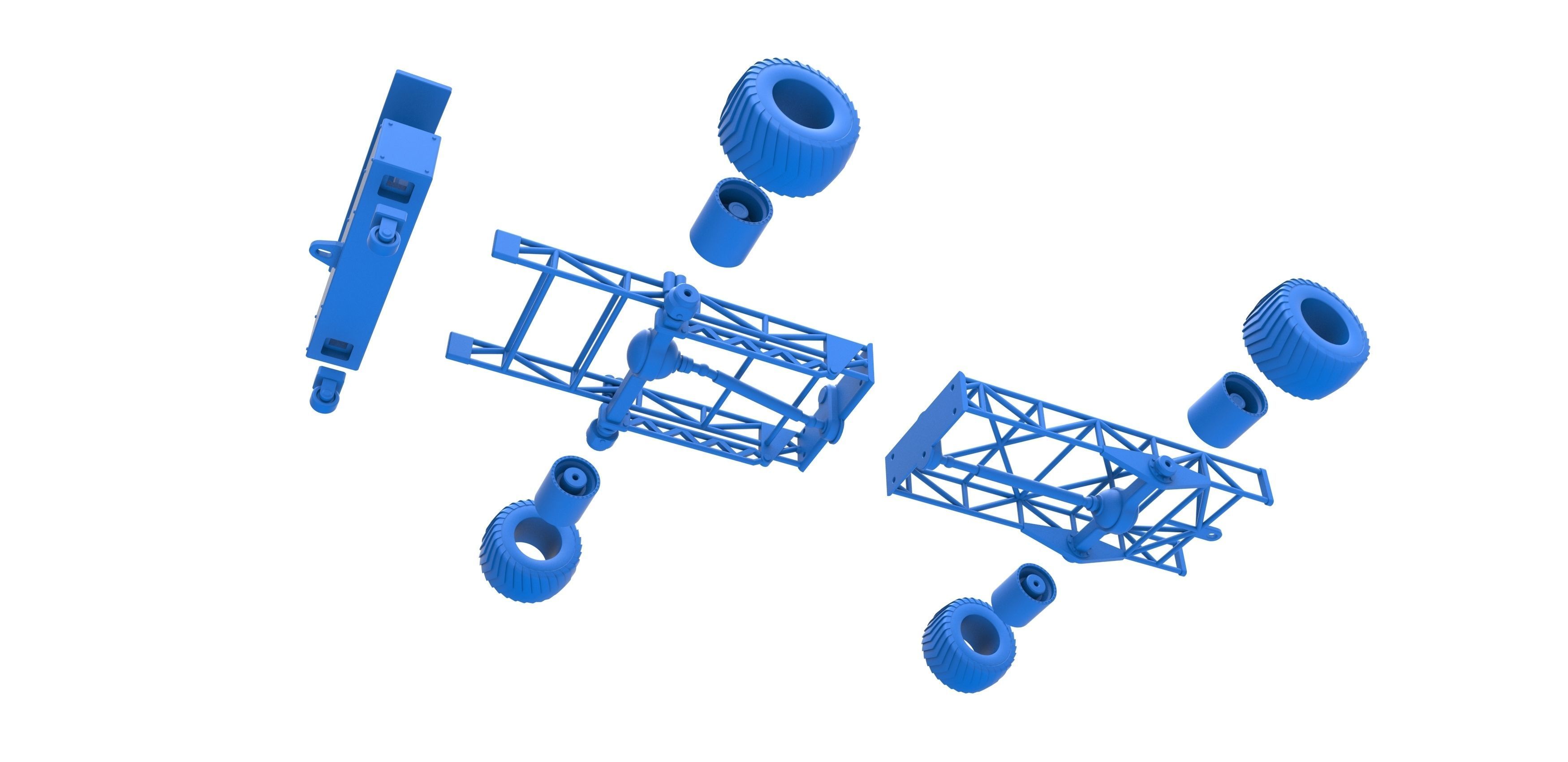 Chassis of 4wd pulling truck Scale 1 to 25 3D print model_28
