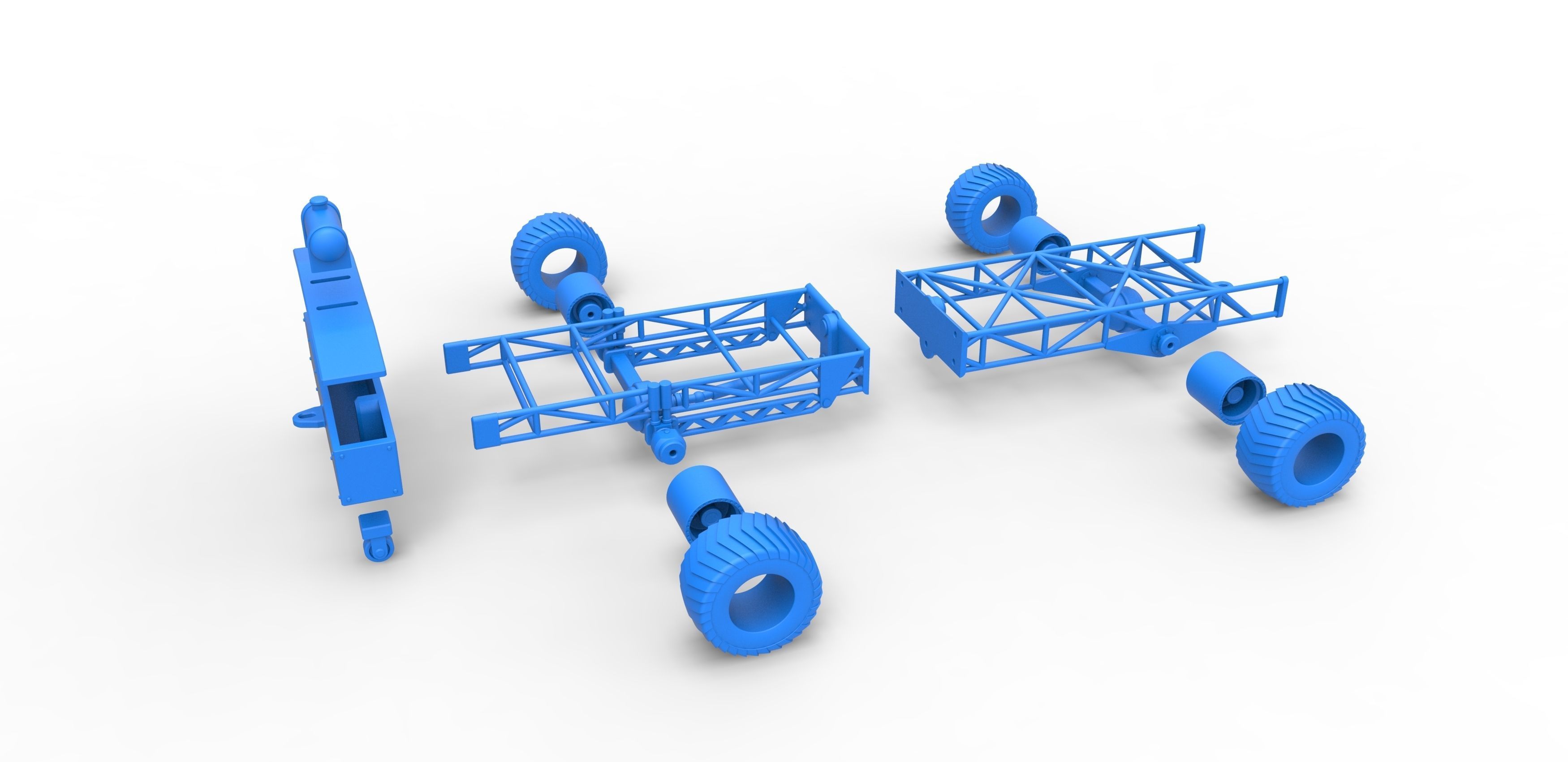 Chassis of 4wd pulling truck Scale 1 to 25 3D print model_27