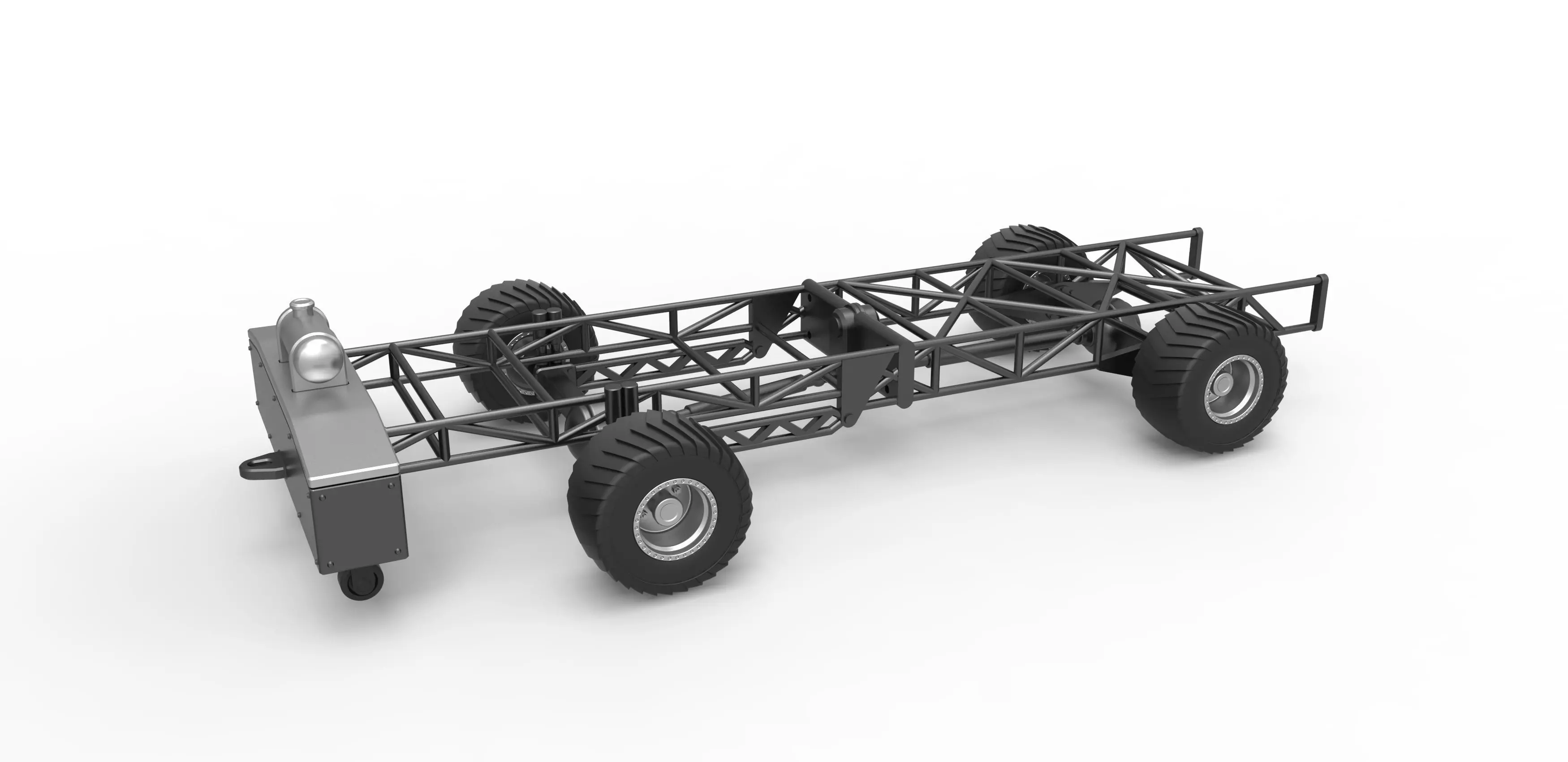 Chassis of 4wd pulling truck Scale 1 to 25 3D print model_0