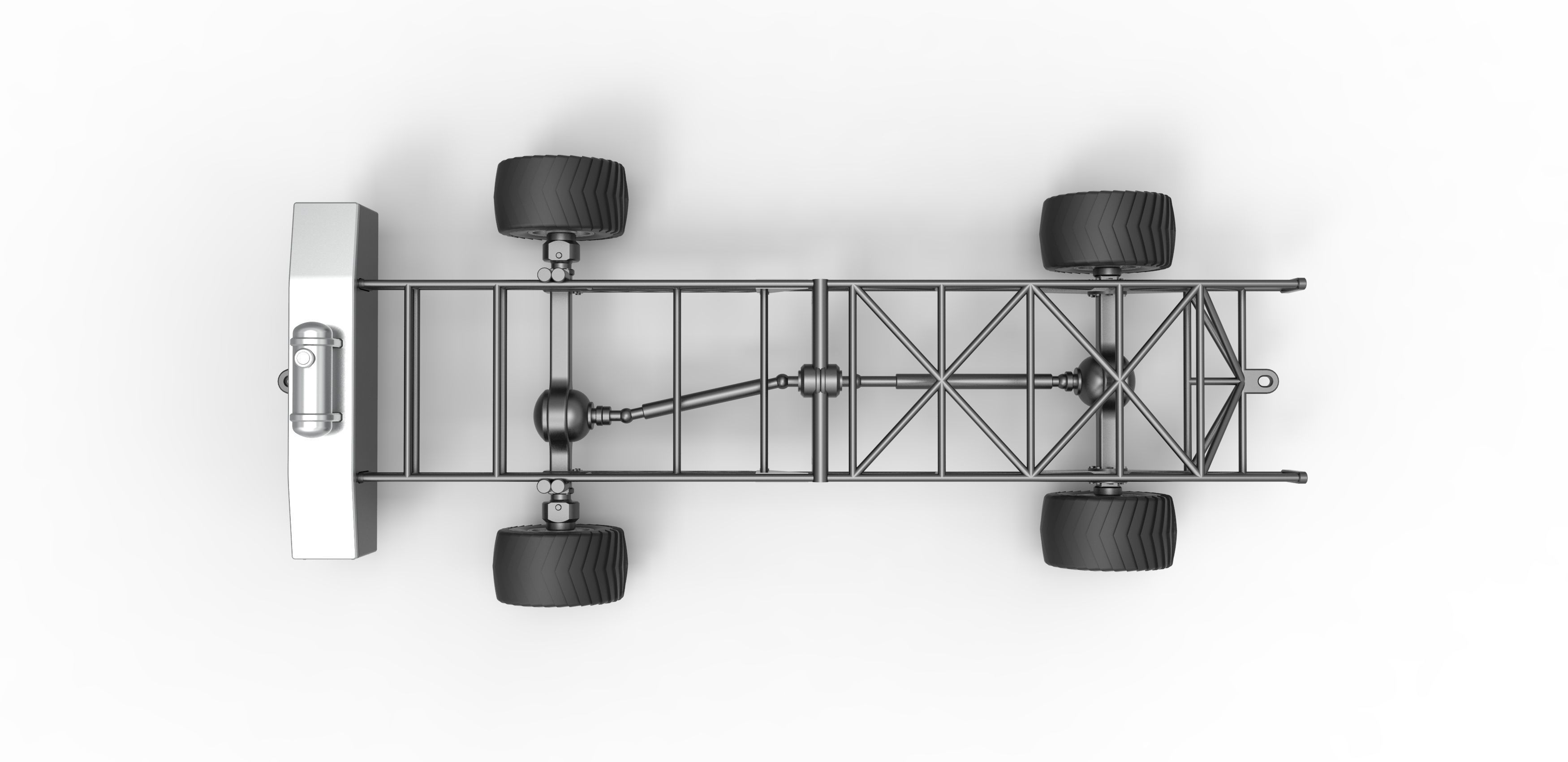 Chassis of 4wd pulling truck Scale 1 to 25 3D print model_9