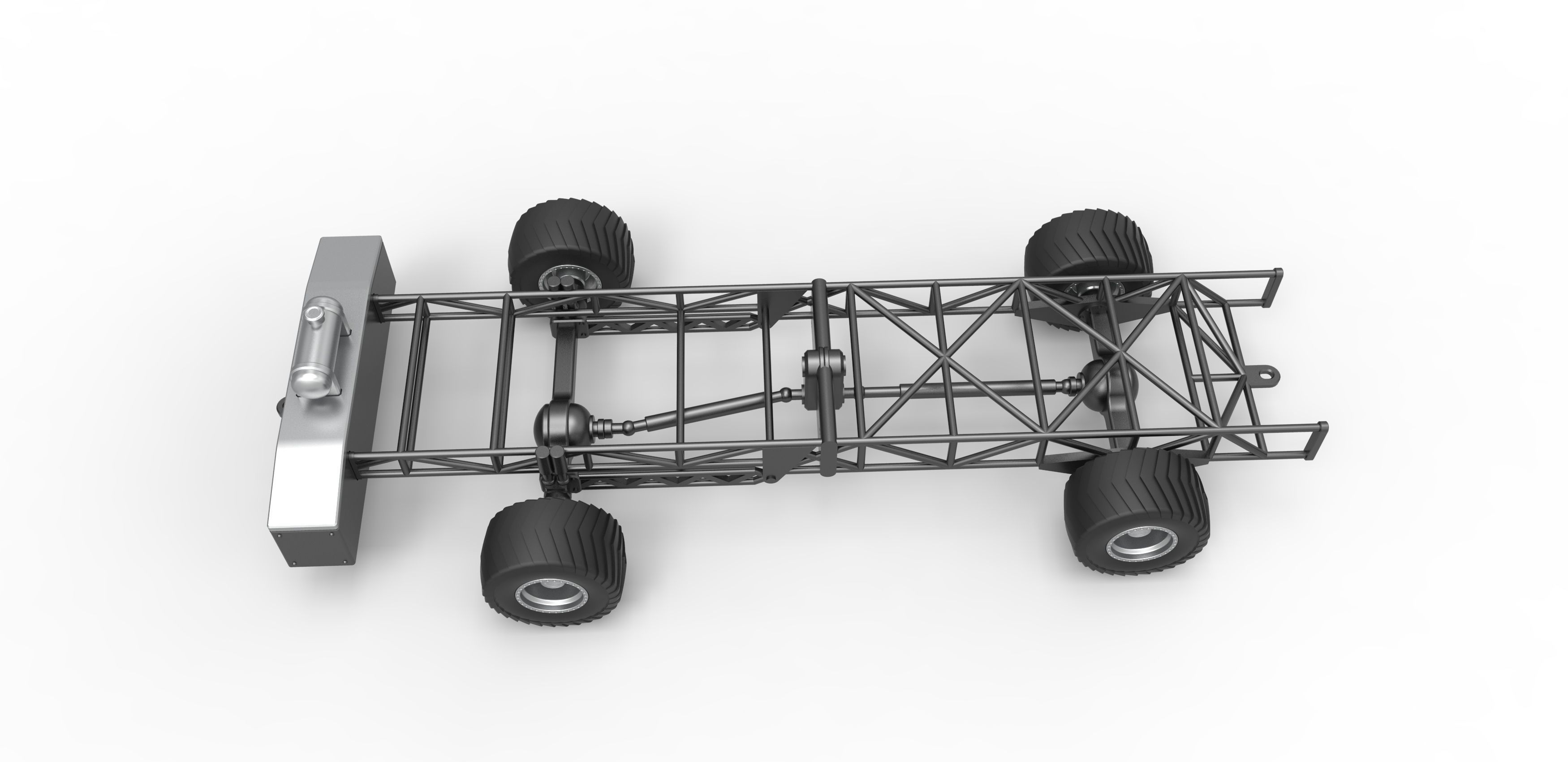 Chassis of 4wd pulling truck Scale 1 to 25 3D print model_8